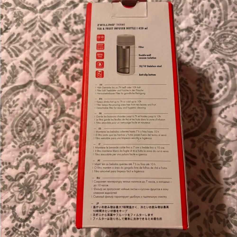 ZWILLING Thermo Tea and Fruit infuser bottle 420ml White Brand New - Picture 3 of 8